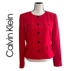 CALVIN KLEIN Red Jacket Women's Size 10 Sophisticated Career Professional Wear